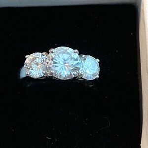 Ring, Sterling Silver and 3 large CZ stones, size 7.75